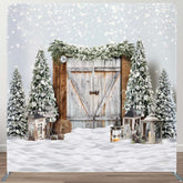 Aperturee - Aperturee Bokeh Snow Winter Wood Christmas Tension Fabric Backdrop